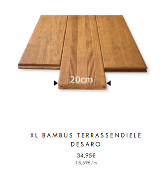 20cm Breites Terrassenholz aus Bambus von aMbooo Variante Desaro.