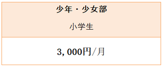 小学生の月会費は会費は3000円