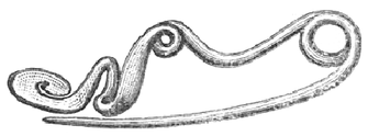 Weitere Bronzefibel mit Spiralnadelhalter und schlangenförmigem (serpeggianti) Bogen.