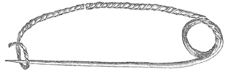 Fig. 6. „Peschiera“ fibula, decorated with fine lines imitating the twist. The spiral disc is broken off. Find spot: Servirola.