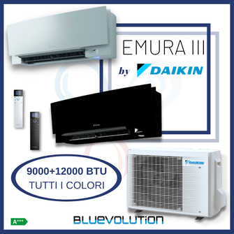 PREZZO DUALSPLIT DAIKIN EMURA III WHITE DA 9000 BTU + 12000 BTU CON INVERTER E INSTALLAZIONE  COMPRESA