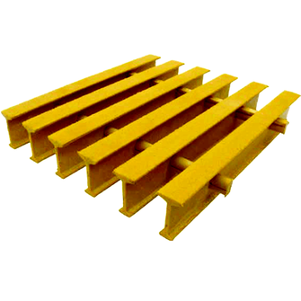 Rejilla de fibra de vidrio pultruida tipo Irving color Amarilla
