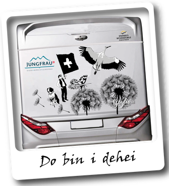 Steiners wohnmobil Aufkleber do bin i dehei