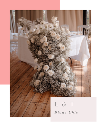 Centre de table d'honneur, mariage blanc chic intemporel, vers Paris, décoration de mariage et coordination jour J par My Daydream Wedding, wedding planner et wedding designer à Lille, Paris et Nantes