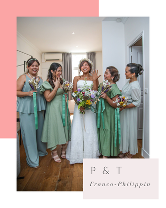 Mariage franco-philippin, mariées avec ses demoiselles d'honneur, coordination jour J par My Daydream Wedding, wedding planner et designer sur Paris, Lille et Nantes