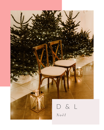 Espace cérémonie laïque avec fond de sapins illuminés, mariage thème Noël, par My Daydream Wedding, organisatrice et décoratrice de mariage sur Nantes, Paris et Lille