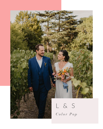 Mariés qui se promènent dans un champ de vignes, organisation et décoration par My Daydream Wedding, wedding planner et designer sur Nantes, Paris, Lille