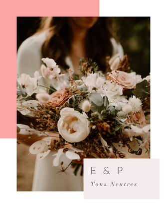 Mariée qui tien son énorme bouquet de fleurs, organisation et décoration thème tons neutres d'un mariage par My Daydream Wedding, wedding planner et décoratrice de mariage à Lille et dans le Nord