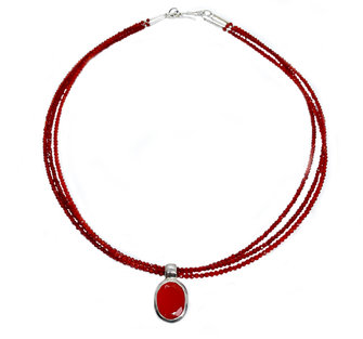 rote Kette, rote Edelsteinkette kurz, Karneolstein rot