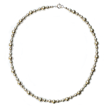 Damen Silber Halskette, Collier 45 cm lang mit  großen, keinen vielen Kugeln