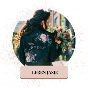 waar beschilderde leren jasjes voor bruid? Bij sabrina, aim your wedding