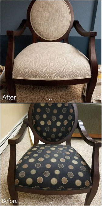 Reupholstered Chair Before and After