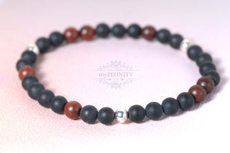 Unisex elastischem herrn Armband schwarz rotbraun silber