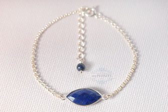 Rauten Form marquise Lapislazuli Sterlingsilber Armband