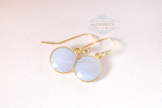 grau blaue Streifenchalzedon - Ohrringe vergoldetes Silber mypeonity