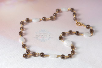 Regenbogen Mondstein Rauch Topas Halskette mypeonity