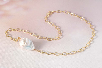 Große Solitär Barock Süßwasserperle Kette, mypeonity