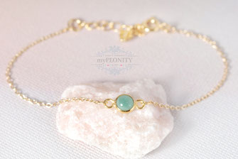 Klitzekleiner grüner Chrysopras Dot Armband vergoldet