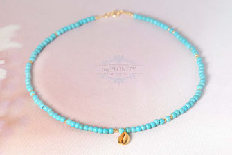 Türkis Sommerkette mit Muschel sommerschmuck halskette