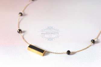 Zarte Halskette Onyx Edelstein kristall schwarze halskette