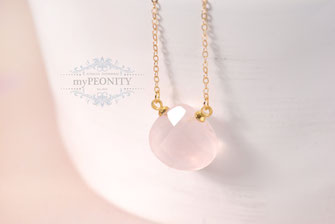 rosa Quarz Tropfen Anhänger Halskette