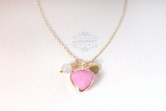 Candy Heart rosa Jade Herz Halskette liebe freundschaft