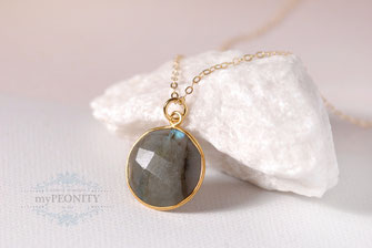 Labradorit Halbedelstein Anhänger Kette 
