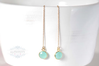 lange  Helltürkise Aqua Chalzedon Einfädler Ohrringe