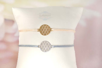 Lebensblume flower of life Freundschaftsband silber gold zart