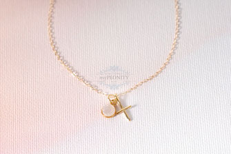 Kreuz vergoldet Edelstein Anhänger Gold filled Kette