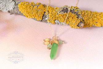 Chrysopras Spike edelstein mit gelben und hellgrünen Jade Cluster halskette