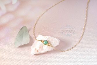 mini Chrysopras Dot Halskette vergoldet