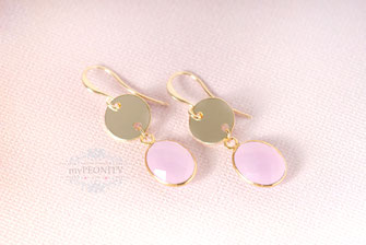 Hängende lange rosa Chalzedon Ohrringe vergoldet