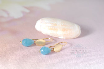 Larimar Tropfen Ohrringe vergoldetes Silber