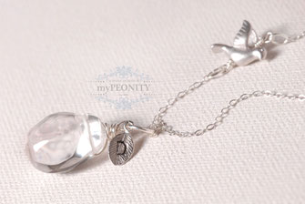 Vogel Bergkristall 925 Silber Kette