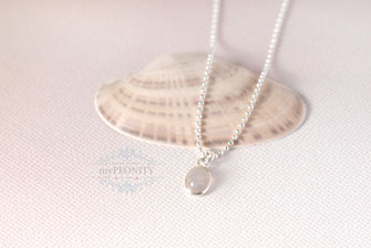 Silberkette kleiner Rosenquarz Edelstein Anhänger