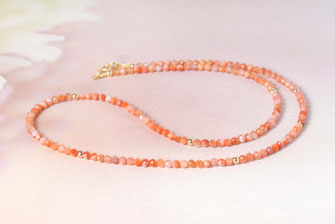 Zierliche Karneol Halskette, sommerkette, mypeonity