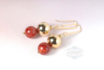 Rot Gold Korallen Ohrringe sommer schmuck