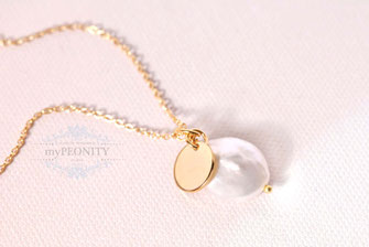 Coin Perle Buchstabe Anhänger Kette