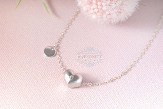 Popup Herz Halskette Plakette Silber