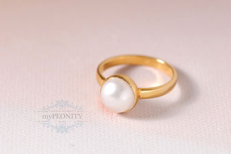 Weiße Perle Perlen Ring Silber vergoldet 