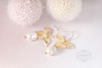 blumen orchideen süßwasser perlen vergoldete ohrringe 