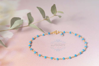 Türkisedelsteine, vergoldetes Rosenkranz Armband