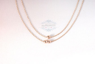 Drei Rosè Perlen doppelte Kette layer look kurz mypeonity schmuckset