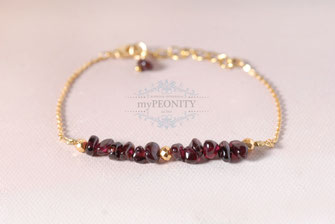 granat goldener pyrit armband