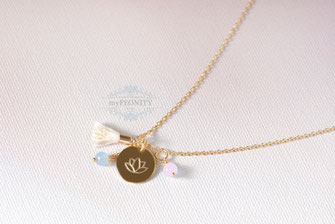 Lotusblume lotus blüte Mini Quaste Chalzedon Halskette