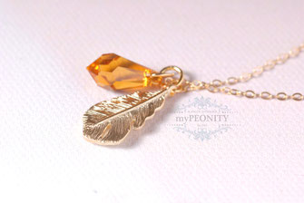 Amber Feather Feder Kristall Tropfen