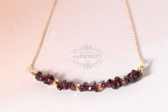 Pyrit Granat Nuggets Halskette vergoldet 