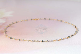 Hell Graue Multi Mondstein Halskette Rosenkranzkette