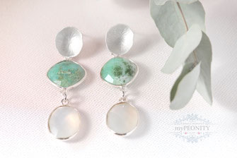 Chrysopras Edelstein lange silber Ohrringe